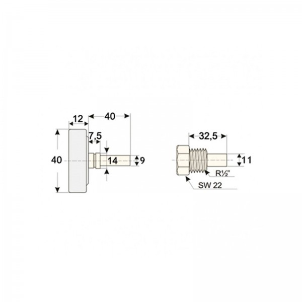 Sensorshop24® BI-004 биметаллический термометр с резьбой 1/2" и длиной 32,5/50/100 мм